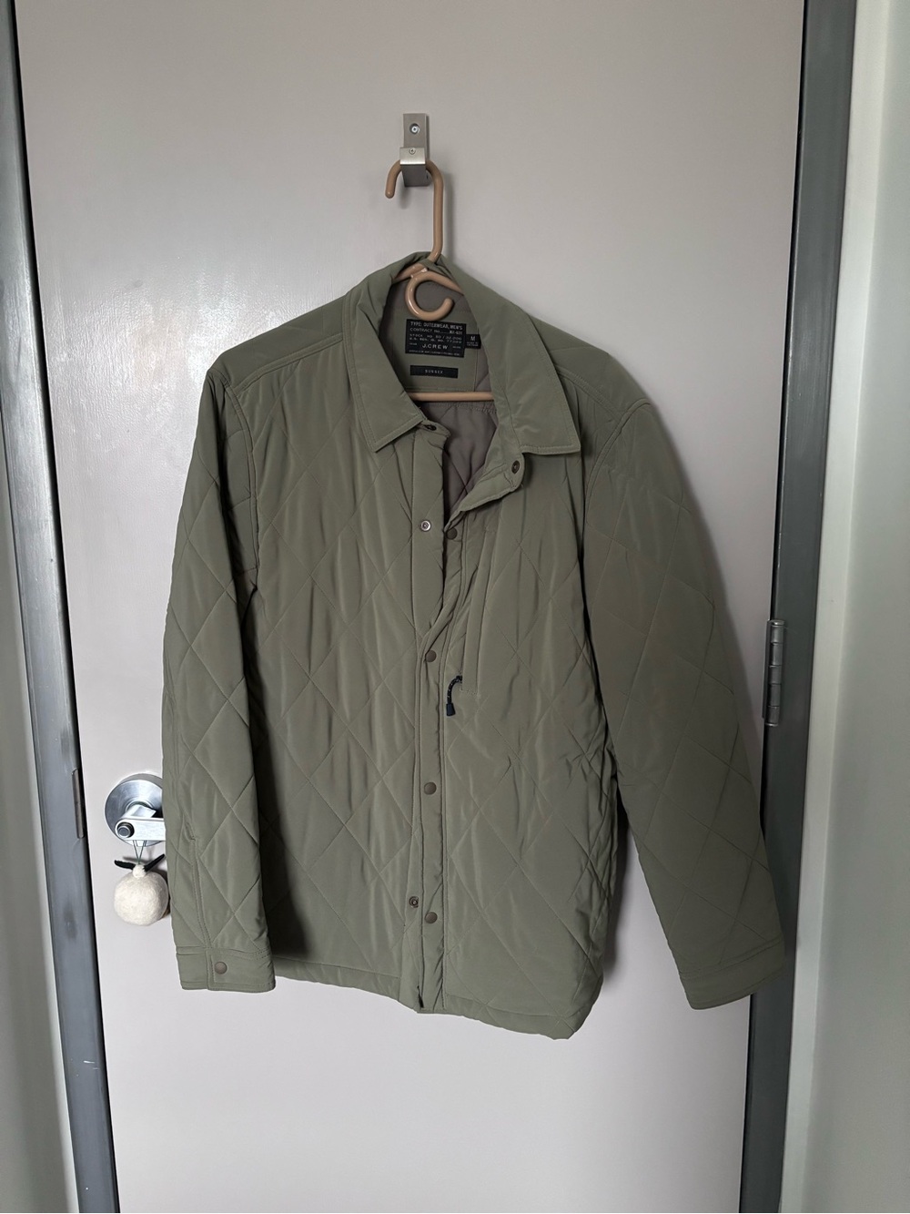 J. Crew Quilted Light Olive Green Shirt Jacket